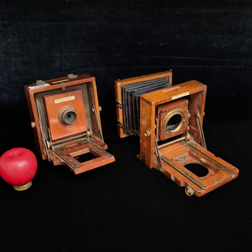 160 - Two Victorian antique Mahogany and brass 'J. Lancaster & Son Birmingham' folding plate instantograph... 