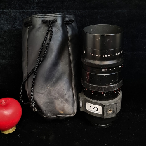 173 - A large Meyer - Optik Gorlitz Telemegor 4.5/300mm camera lens. With carry case.