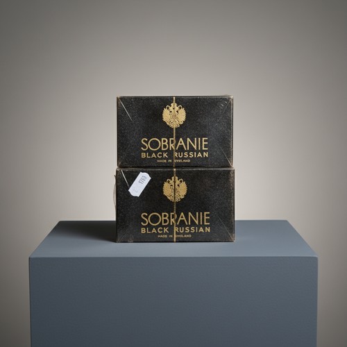 130 - Two new old stock Sobraine Black Russian cigarettes boxes. Both sealed as new in duty free packaging... 
