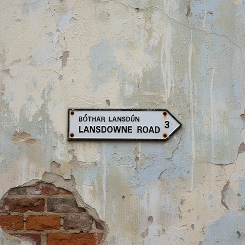 138 - A pointed cast metal  arrow sign for Lansdowne Road.
Please note, the image of the modelled/ staged ... 