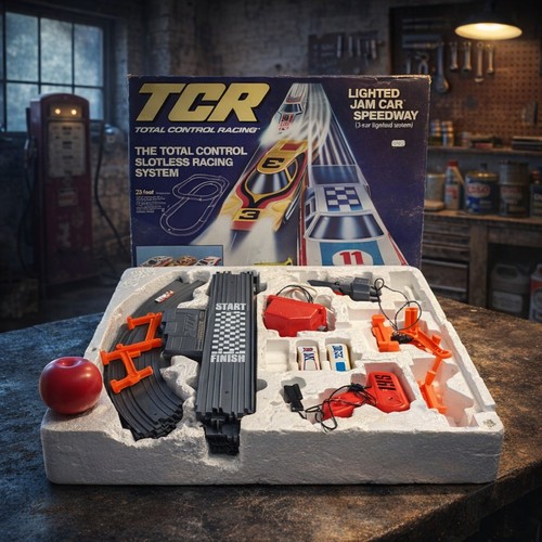 146 - An awesome retro 'TCR (Total control racing) game. In original box, includes 23 ft of Slotless track... 