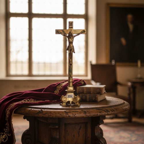 234 - A tall impressive detailed gilded baroque style crucifix.
Please note, the image of the modelled/ st... 