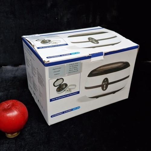 Ultrasonic cleaner VGT-800, 35 W 40 kHz, 220–240 V, boxed with removable cleaning basket and front LED timer control.