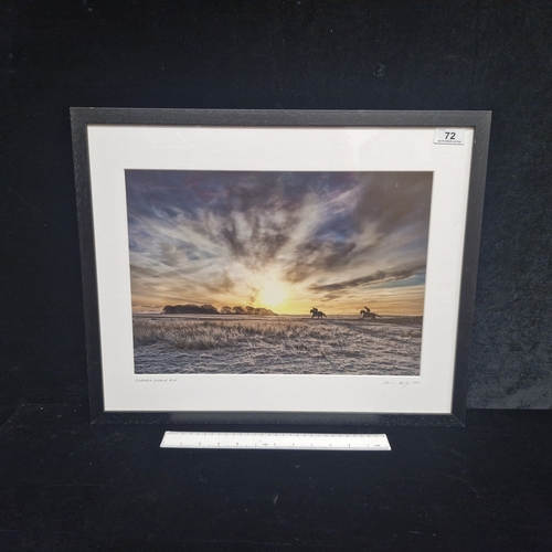 72 - An evocative photography print by 'Damien Kelly (Irish photographer)'. Titled 'Curragh Sunrise Run' ... 