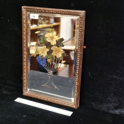 76 - A charming antique Victorian venetian glass mirror with hand painted floral design. Attractive egg a... 