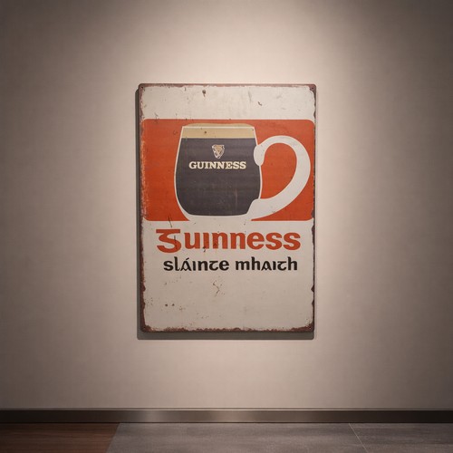 89 - A large printed metal wall sign reading 'Guinness'. MM: 50cm x 70cm. Please note, the image of the m... 