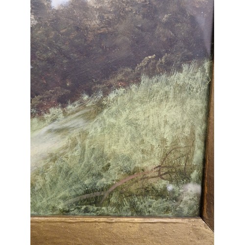 65 - Star Lot: A charming early 20th century gouache on board painting featuring a landscape scene with r... 