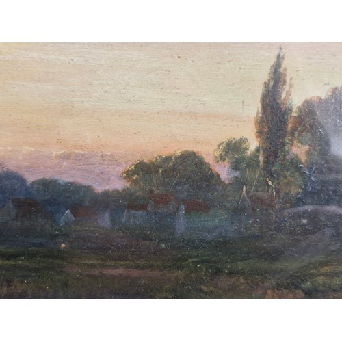 79 - Star Lot: A fabulous 19th century antique oil on board painting. Features a wonderfully depicted tra... 