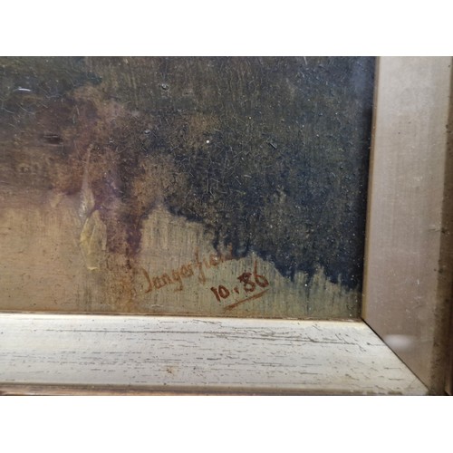 79 - Star Lot: A fabulous 19th century antique oil on board painting. Features a wonderfully depicted tra... 