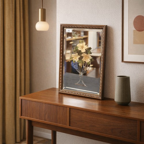 76 - A charming antique Victorian venetian glass mirror with hand painted floral design. Attractive egg a... 