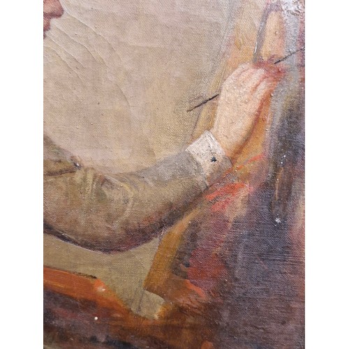 82 - Star Lot: A wonderful original 19th century antique oil on canvas featuring study of a young woman p... 