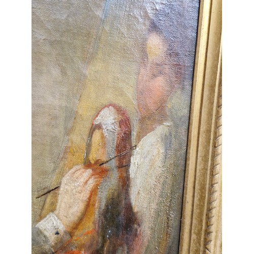 82 - Star Lot: A wonderful original 19th century antique oil on canvas featuring study of a young woman p... 