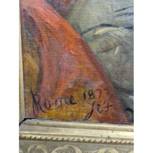 82 - Star Lot: A wonderful original 19th century antique oil on canvas featuring study of a young woman p... 