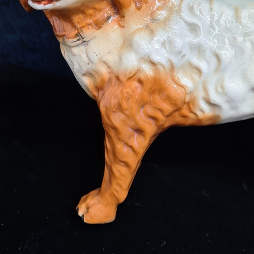 111 - A rare and unusual large mid 19th century antique heavy Staffordshire Dog. In excellent condition wi... 
