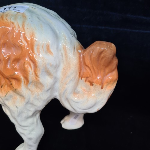111 - A rare and unusual large mid 19th century antique heavy Staffordshire Dog. In excellent condition wi... 