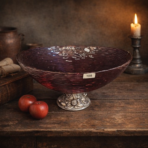 108 - A very large and striking  Cranberry glass centrepiece bowl with ribbed pattern body throughout and ... 