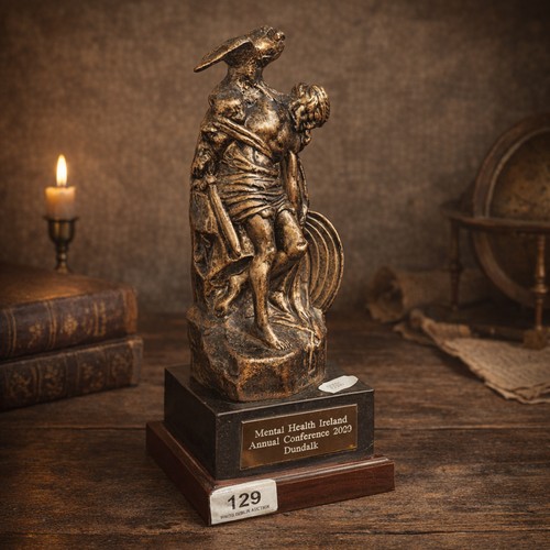 129 - A commemorative statuette award of the legendary Irish mythological warrior Cúchulainn, titled the D... 