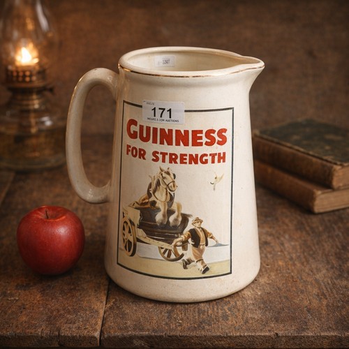 171 - A large ceramic Guinness water pitcher jug. Please note, the image of the modelled item was created ... 