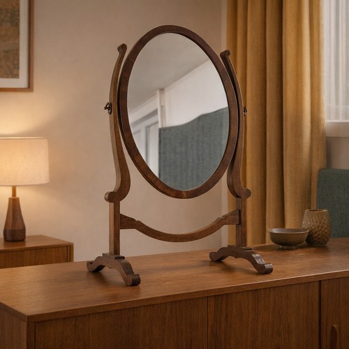235 - A very elegant antique Edwardian mahogany oval dressing table mirror. Please note, the image of the ... 