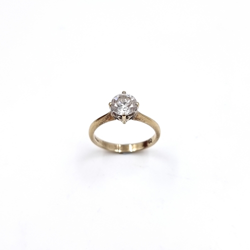 526 - Star Lot: A lovey Tourmaline Solitaire gemstone ring set in nine carat gold 375. Size - Q, Weight - ... 