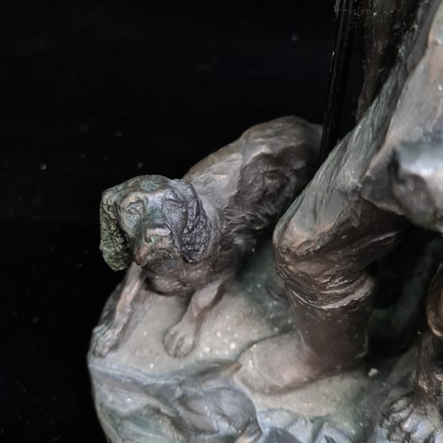 191 - A Genesis Fine Arts Ireland Game Keeper with dogs sculpture. Cold cast resin with bronze finish. Lov... 