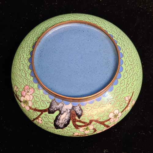199 - A pair of pretty Chinese Cloisonne enameled ashtrays. In good condition. In good order.