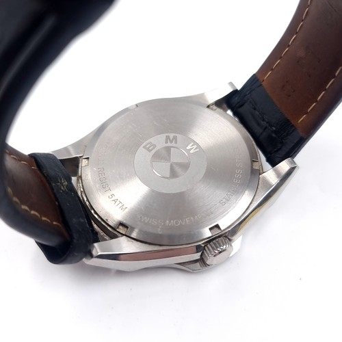188 - A gents official BMW motorsport wrist watch with leather strap.