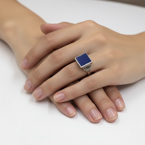 Star Lot : A nine carat antique gold / Silver Lapis Lazuli ring with ...