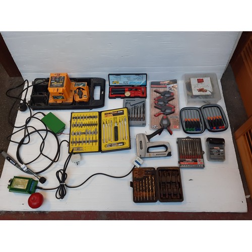 Box of assorted power-tool accessories including Dremel flexible-shaft ...