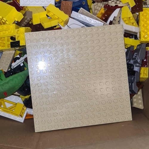 Box containing a mixed collection of LEGO building bricks and elements ...