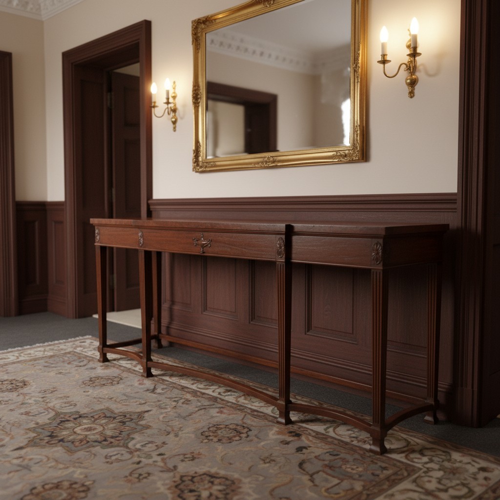 Star Lot : A lovely long breakfront console table, with rectangular top ...