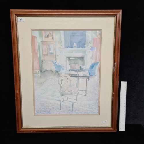 84 - A large print after an original painting titled 'The Reading Room' by 'Richard Akerman'. Housed in a... 