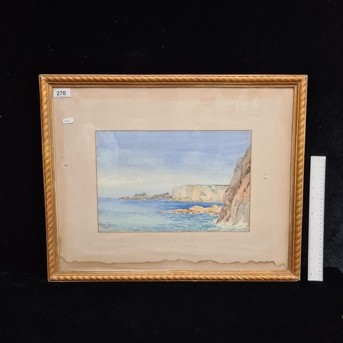 88 - 'Allison Irvine' A captivating 'Allison Irvine' watercolour on paper painting. Features a coastal la... 