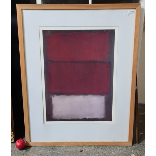 94 - A large print after 'Mark Rothko' untitled 1960. Housed in a wooden frame behind glass.
