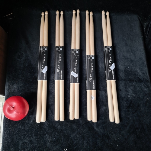 798 - Five brand new sets of Drumsticks. In new original packaging.