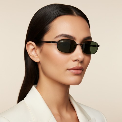 501 - A pair of Ray Ban sunglasses with black metal frames. Lens in good condition. Comes in original leat... 