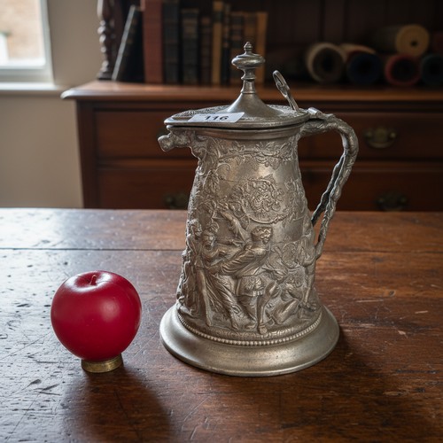 116 - Star Lot : A stunning antique 'J.G And Sons' silver plated jug. Piece holds elaborate and intricate ... 