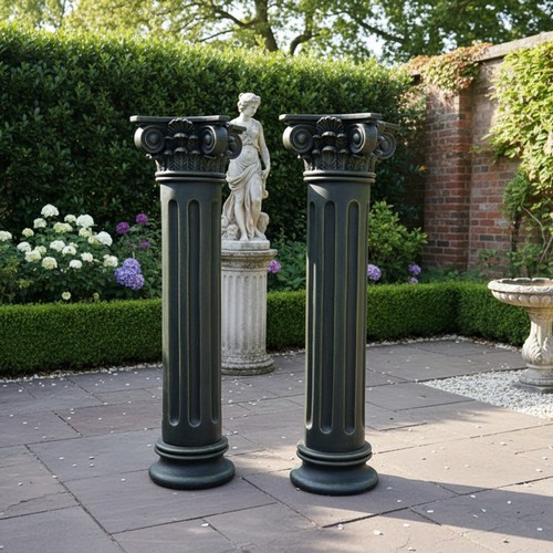 Star LOt : Pair of classical-style column pedestals, with fluted shafts ...
