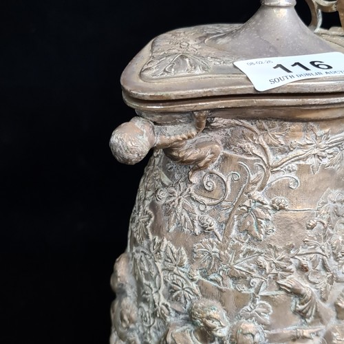 116 - Star Lot : A stunning antique 'J.G And Sons' silver plated jug. Piece holds elaborate and intricate ... 