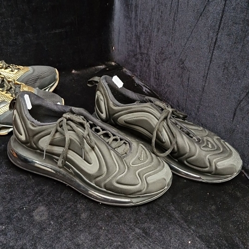 405 - A group of assorted footwear, comprising Nike Flyknit running shoes, Nike knit trainers, Adidas trai... 