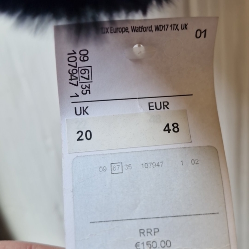 424 - A new with tags navy faux-fur coat by No.1 OX, with stand collar, full-length zip fastening, long sl... 