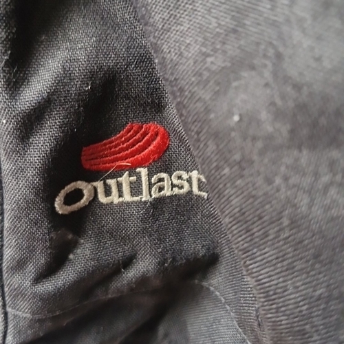 430 - A Halvarssons Malung, Sweden motorcycle jacket in black textile with grey panels and red accents, fe... 