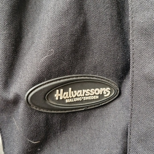 430 - A Halvarssons Malung, Sweden motorcycle jacket in black textile with grey panels and red accents, fe... 