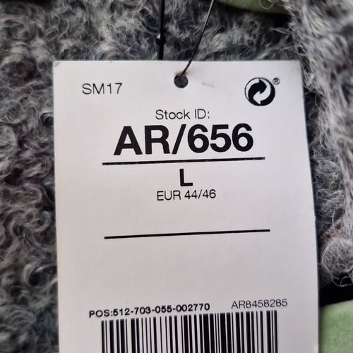 431 - A brand new Next grey bouclé overcoat, tailored with wide notched lapels and long sleeves, labelled ... 