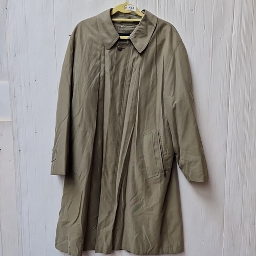 433 - A Bugatti men’s olive green coat, of concealed button front with pointed collar, long sleeves and sl... 