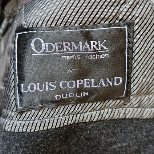 434 - A men’s dark brown coat with black collar, concealed front fastening and angled hand pockets, lined ... 