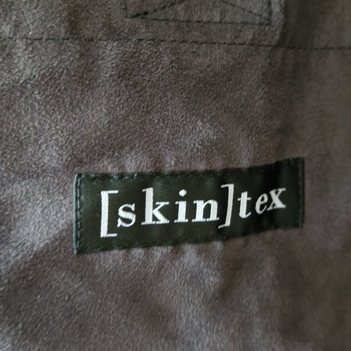 434 - A men’s dark brown coat with black collar, concealed front fastening and angled hand pockets, lined ... 