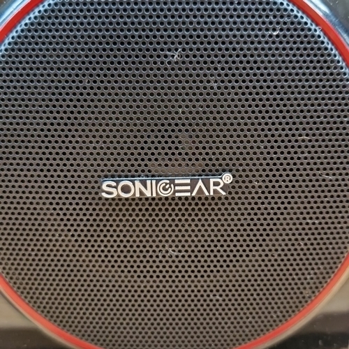 436 - A SonicGear EVO9 8TMI Bluetooth multimedia speaker system, comprising a central subwoofer/control un... 