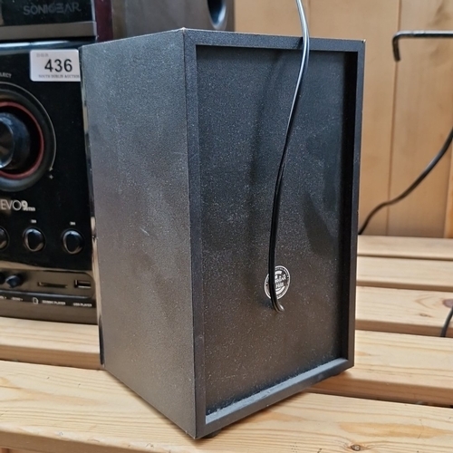 436 - A SonicGear EVO9 8TMI Bluetooth multimedia speaker system, comprising a central subwoofer/control un... 