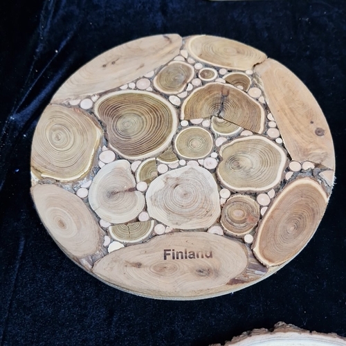 438 - A group of household items including a Cook by Kelvin Haguire bamboo serving board, a Finland souven... 